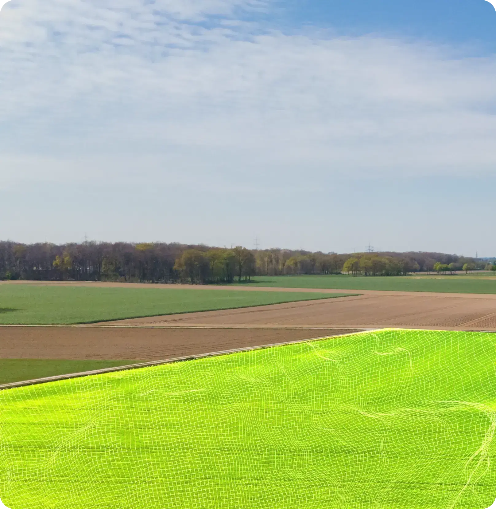 aerial shot of farm land